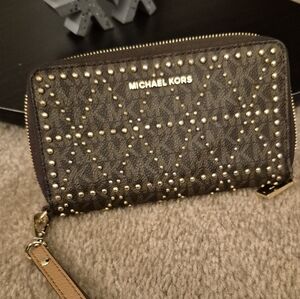 Michael Kors Brown Wallet with Gold Studs